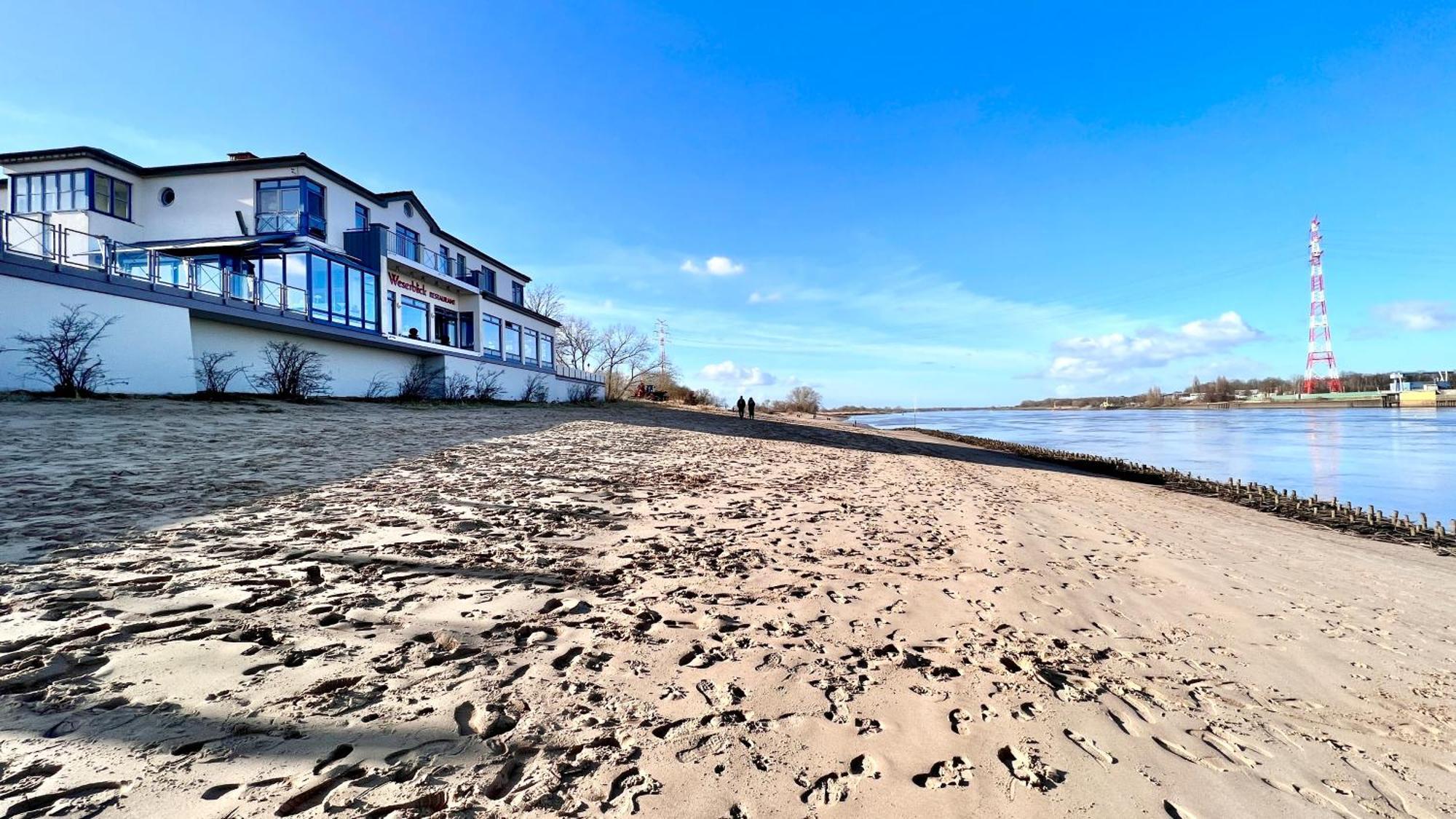 Gaestehaus Weserblick Am Weser-Sandstrand ベルネ エクステリア 写真